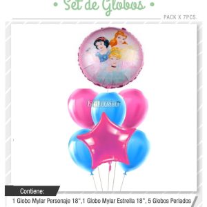 Set Globos PRINCESAS 7 Pcs