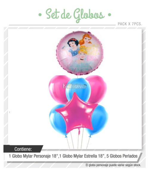 Set Globos PRINCESAS 7 Pcs