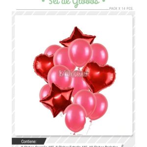Set Globos Color Rojo 14 Pcs