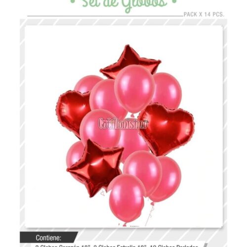 Set Globos Color Rojo 14 Pcs