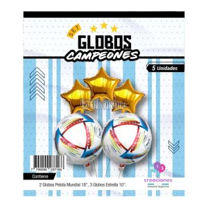Set Globos Campeones Del Mundo Pelota 5 Pcs