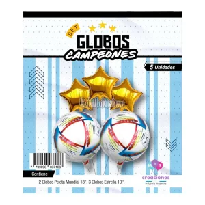 Set Globos Campeones Del Mundo Pelota 5 Pcs