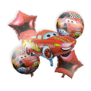 Set de Globos Metalizados Cars Rayo McQueen 5 Piezas