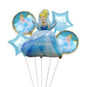 Set de Globos Metalizados Cenicienta 5 Piezas