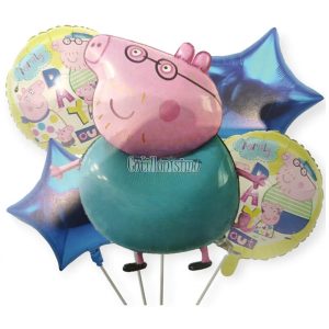 Set de Globos Metalizados Papa Pig 5 Piezas