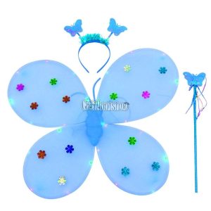 Set de Mariposa Color Turquesa Con Flores Metalizadas