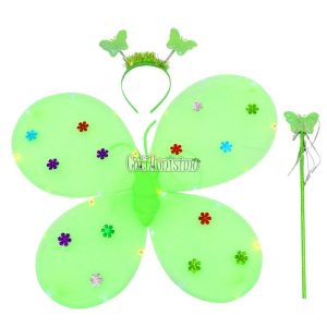 Set de Mariposa Color Verde Con Flores Metalizadas
