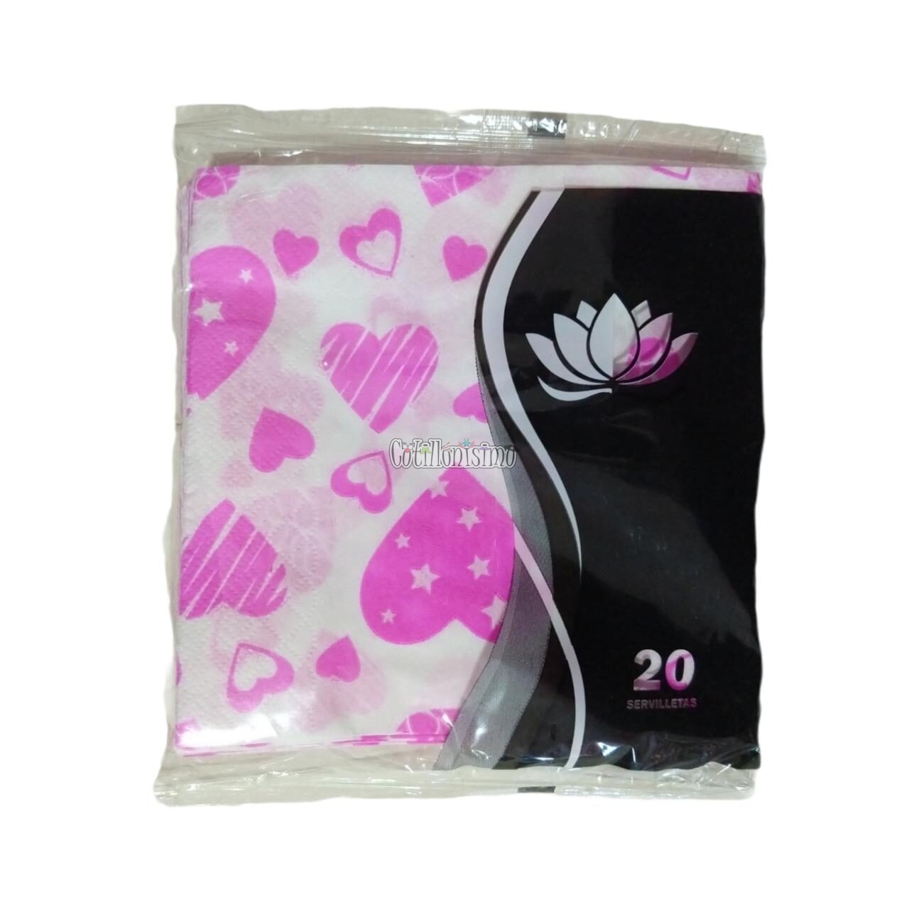 Servilleta Corazon Rosa Fucsia x20 Unidades