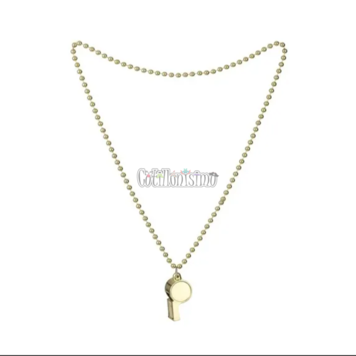 Collar con Cuentas y Silbato Color Dorado x1u - Imagen 2