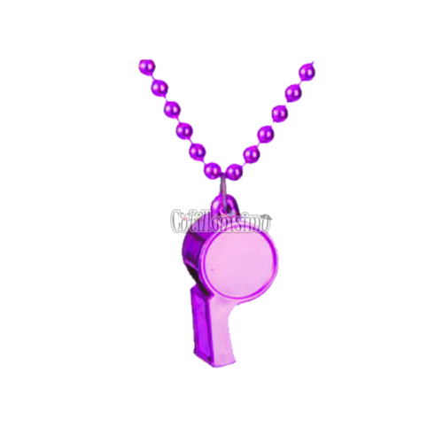 Collar con Cuentas y Silbato Color Violeta x1u