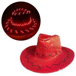 Sombrero Lentejuela Rojo Cowboy (LED)