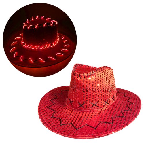 Sombrero Lentejuela Rojo Cowboy (LED)