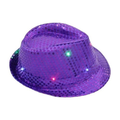 Sombrero Lentejuela Color VIOLETA (LED MULTICOLOR)