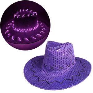 Sombrero Lentejuela Violeta Cowboy (LED)
