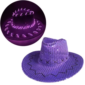 Sombrero Lentejuela Violeta Cowboy (LED)