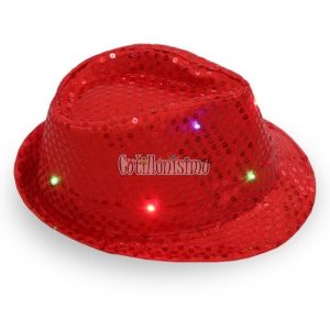 Sombrero Lentejuela Color ROJO (LED MULTICOLOR)