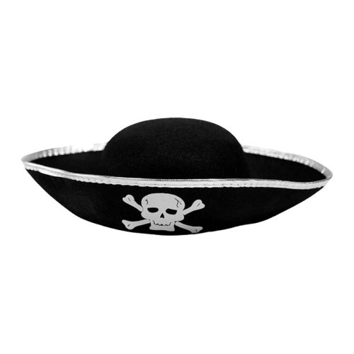 Sombrero Pirata Rigido Plateado
