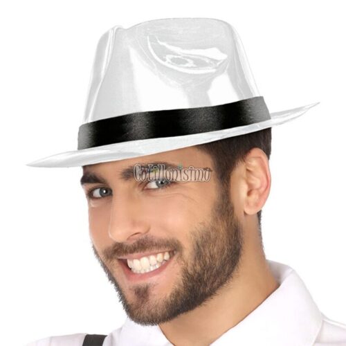 Sombrero Gangster Plastico Color Blanco