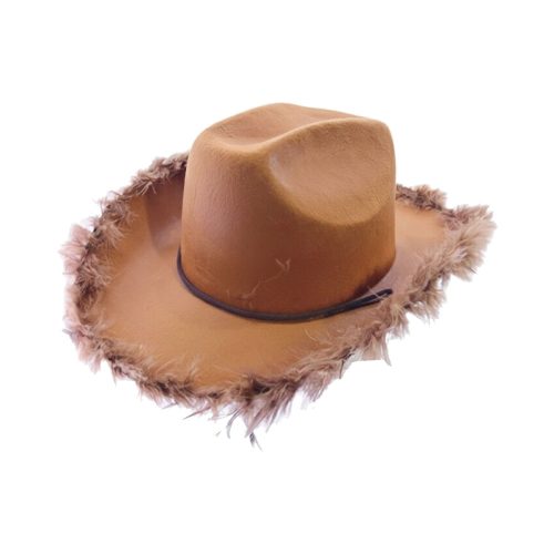 Sombrero Vaquera Marron con Plumas