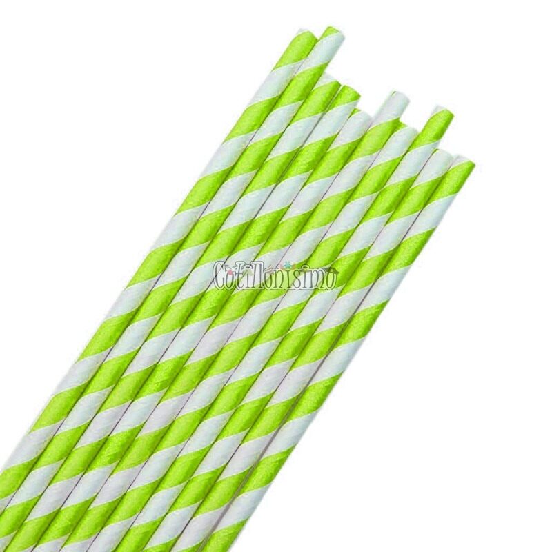 Sorbete Polipapel Rayado Verde Manzana x20 Unidades