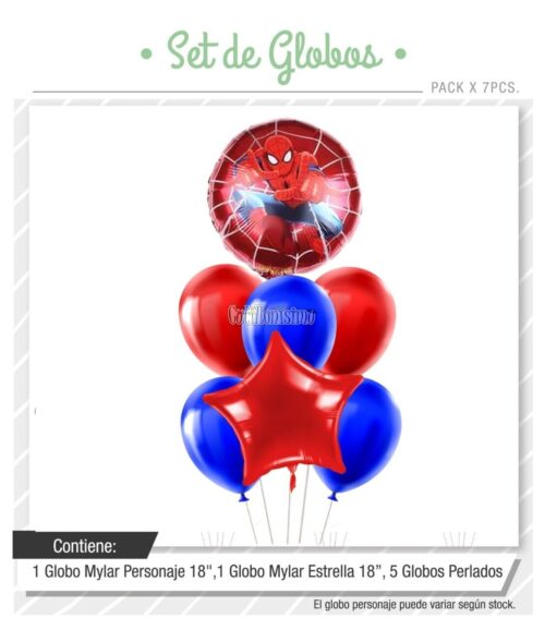 Set Globos SPIDERMAN 7 Pcs
