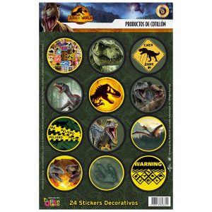 Stickers Autoadhesivos Jurassic World x24 Unidades Licencia Oficial
