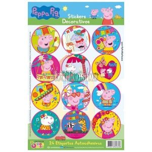 Stickers Autoadhesivos Peppa Pig x24 Unidades Licencia Oficial