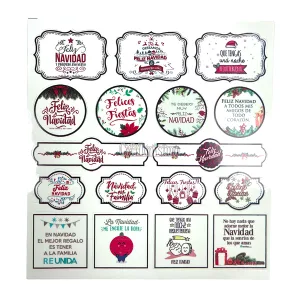 Stickers Vinilo Transparente Navidad x17 Unidades
