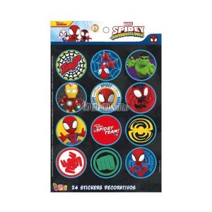 Stickers Autoadhesivos Spidey y sus Amigos x24 Unidades Licencia Oficial