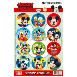 Stickers Autoadhesivos Mickey Mouse x24 Unidades Licencia Oficial