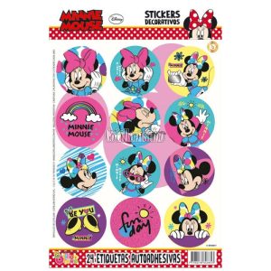 Stickers Autoadhesivos Minnie Mouse x24 Unidades Licencia Oficial