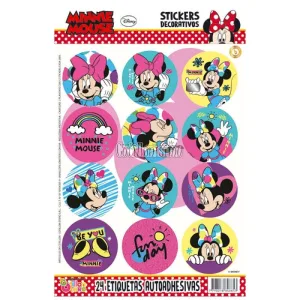 Stickers Autoadhesivos Minnie Mouse x24 Unidades Licencia Oficial