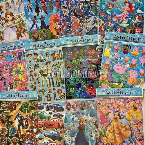 Stickers Autoadhesivos Personajes Animados Surtidos x1 Unidad