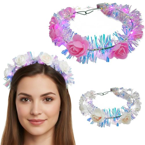 Tiara con Flores de Goma Eva Colores Surtidos (LED)