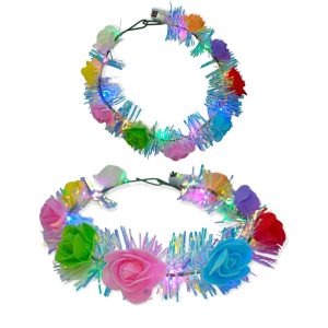 Tiara con Flores de Goma Eva Multicolor (LED)