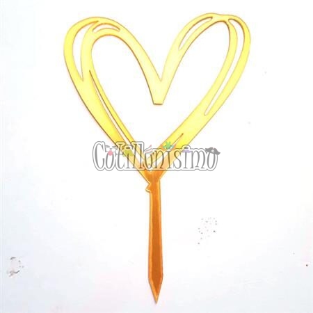 Topper para Torta SILUETA CORAZON Dorado