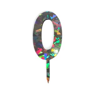 Topper Numero Plateado Holografico Fibrofacil 9cm N°0