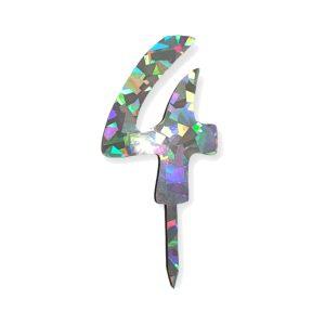 Topper Numero Plateado Holografico Fibrofacil 9cm N°4