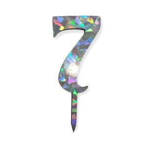Topper Numero Plateado Holografico Fibrofacil 9cm N°7