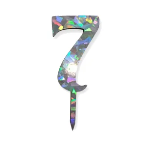Topper Numero Plateado Holografico Fibrofacil 9cm N°7