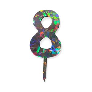 Topper Numero Plateado Holografico Fibrofacil 9cm N°8