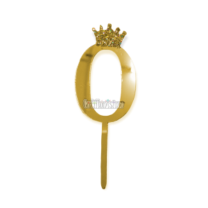 Topper para Torta Dorado Nº0 Con Corona 11cm