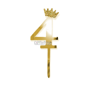 Topper para Torta Dorado Nº4 Con Corona 11cm