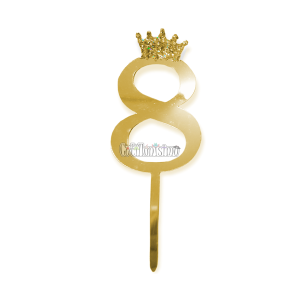 Topper para Torta Dorado Nº8 Con Corona 11cm