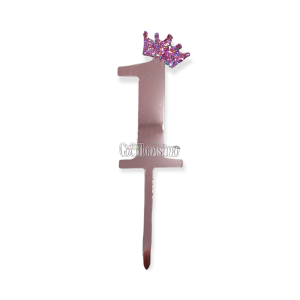 Topper para Torta Rosa Gold Nº1 Con Corona 11cm