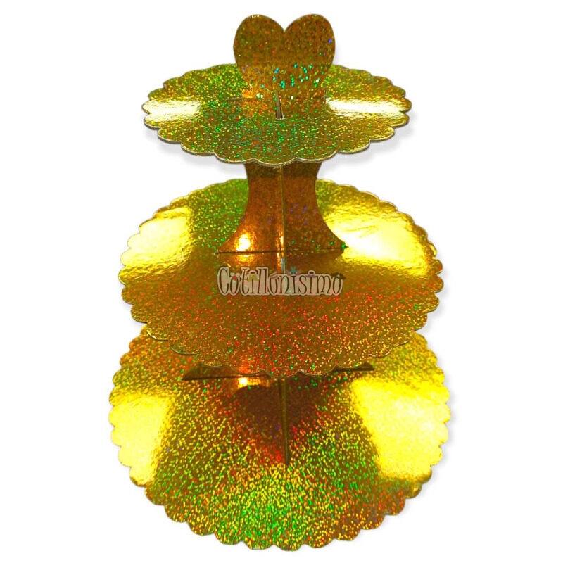 Torre Tres Pisos para Cupcakes DORADO TORNASOLADO