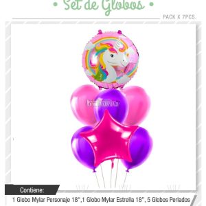 Set Globos UNICORNIO 7 Pcs