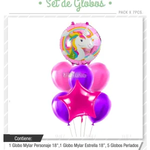 Set Globos UNICORNIO 7 Pcs