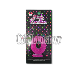 Vela Gibreada Numero 0 Color Fucsia Magic Candles