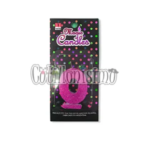 Vela Gibreada Numero 0 Color Fucsia Magic Candles